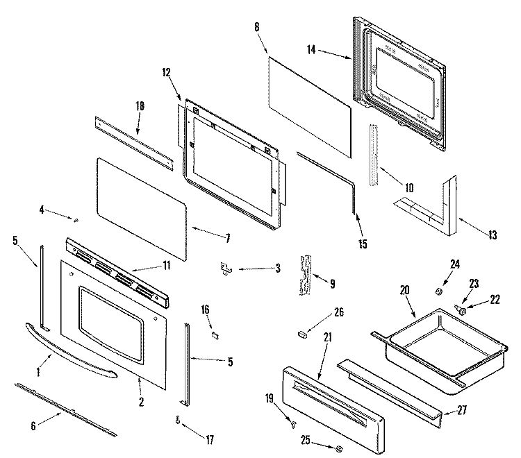 DOOR / DRAWER (SERIES 16) Diagram and Parts List for LGR3330ADZ  Admiral Range
