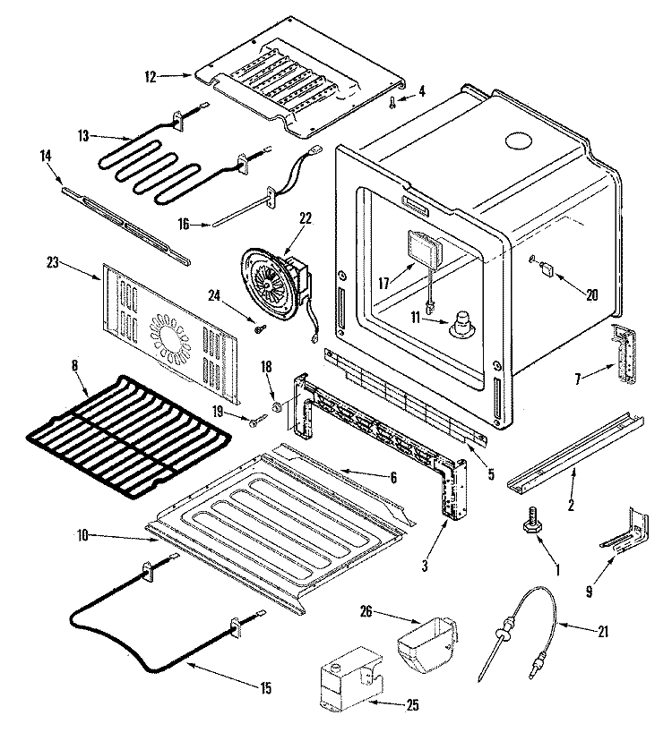 OVEN / BASE Diagram and Parts List for JDS9865BDP  Jenn-Air Range