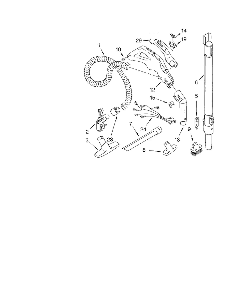 Hose And Attachments Diagram and Parts List for 11621813001  Kenmore Canister Vacuum