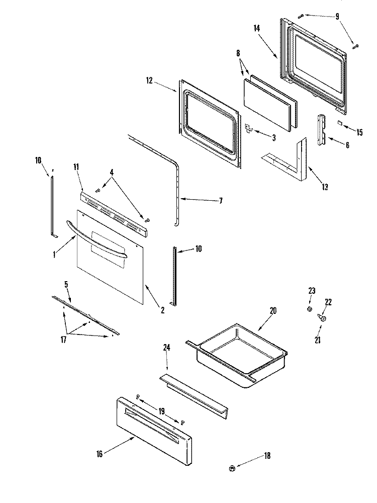 DOOR / DRAWER Diagram and Parts List for MGR5751BDW  Maytag Range