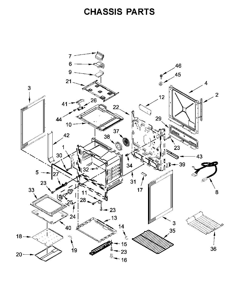 Chassis parts Diagram and Parts List for MGS8800FZ1  Maytag Range