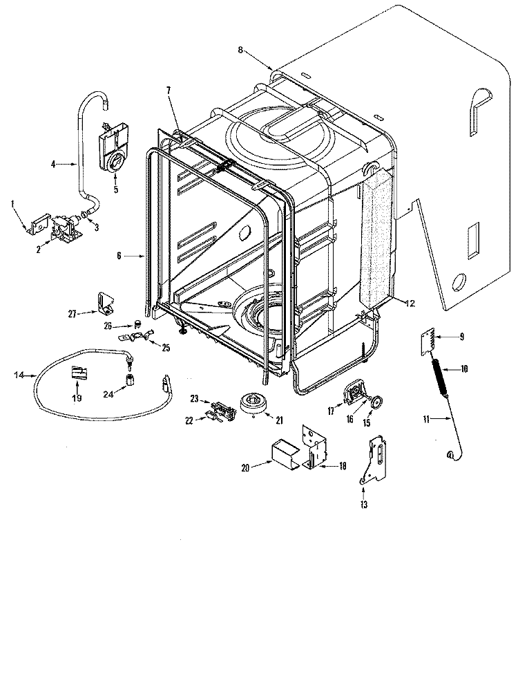TUB Diagram and Parts List for MDC4650AWB  Maytag Dishwasher