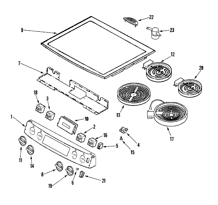 CONTROL PANEL / TOP ASY Diagram and Parts List for JES8850BAS  Jenn-Air Range