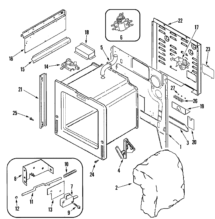 BODY Diagram and Parts List for JES8850BAS  Jenn-Air Range
