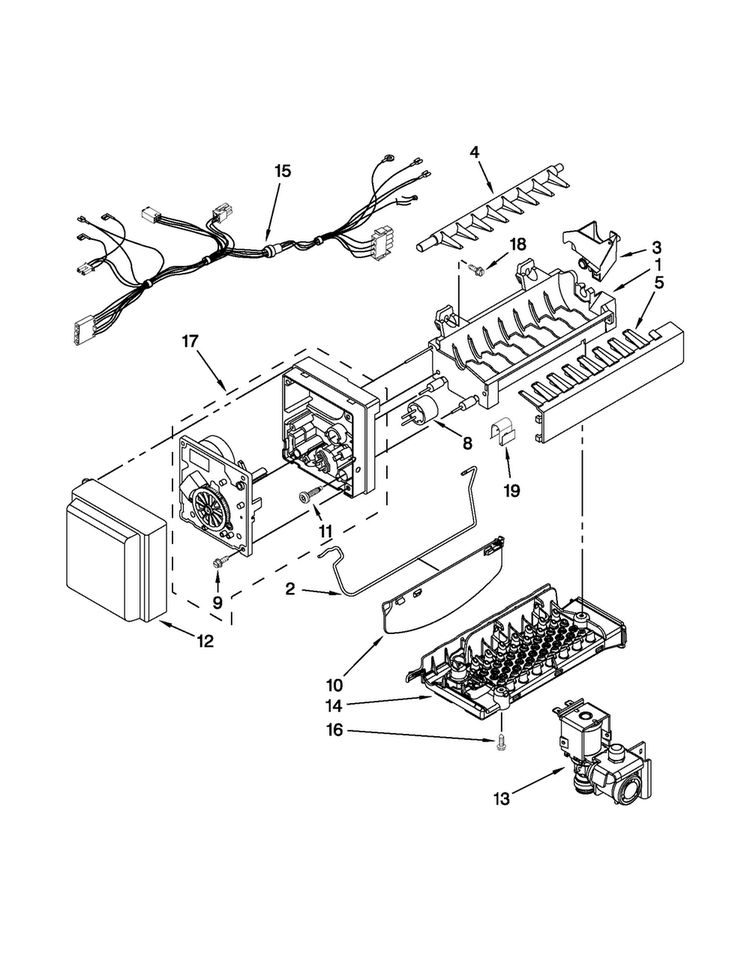 Icemaker Parts Diagram and Parts List for MFI2670XEM10  Maytag Refrigerator