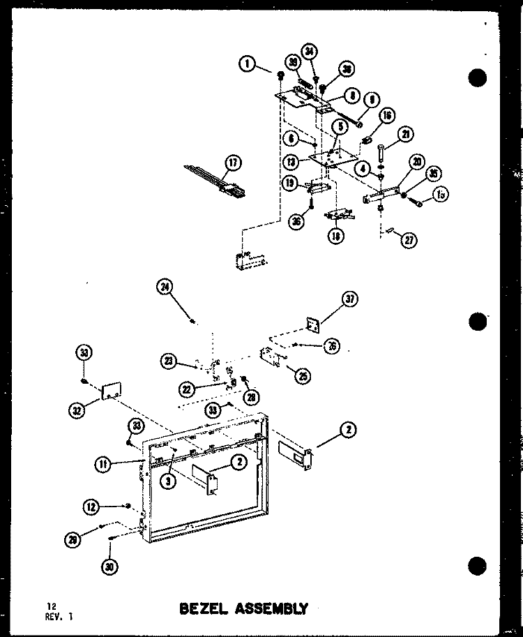 BEZEL ASSY Diagram and Parts List for RC10S P7382904M Admiral Microwave