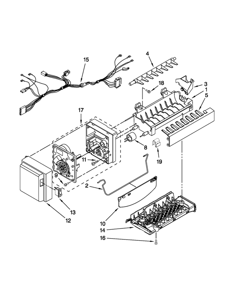 Icemaker Parts Diagram and Parts List for MFI2269VEB6  Maytag Refrigerator