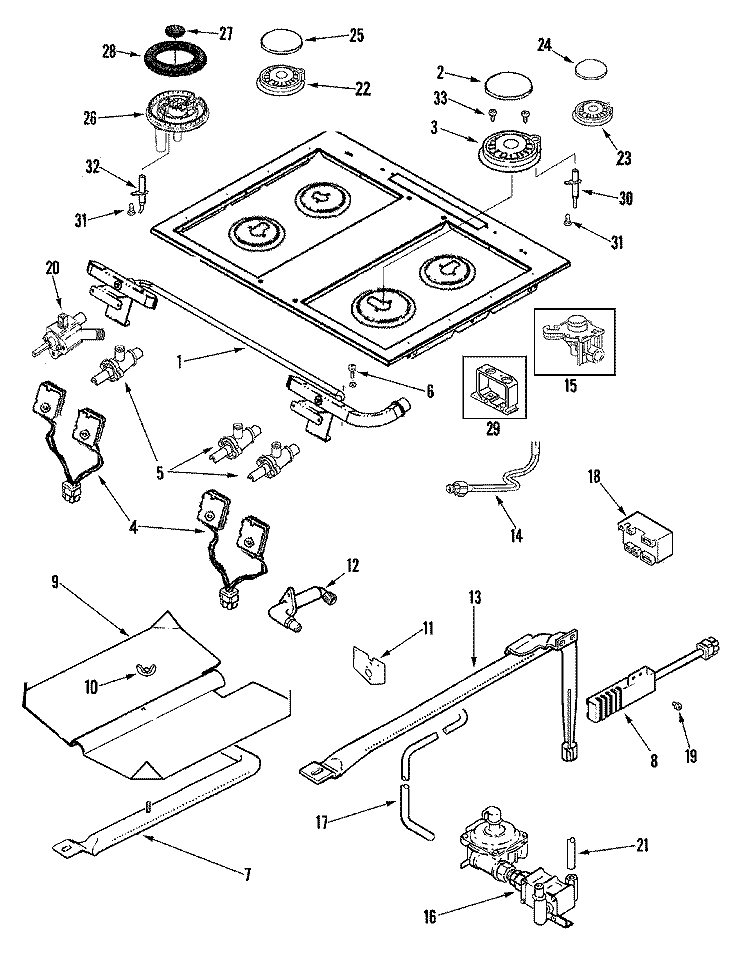 GAS CONTROLS Diagram and Parts List for JGS8860BDP  Jenn-Air Range