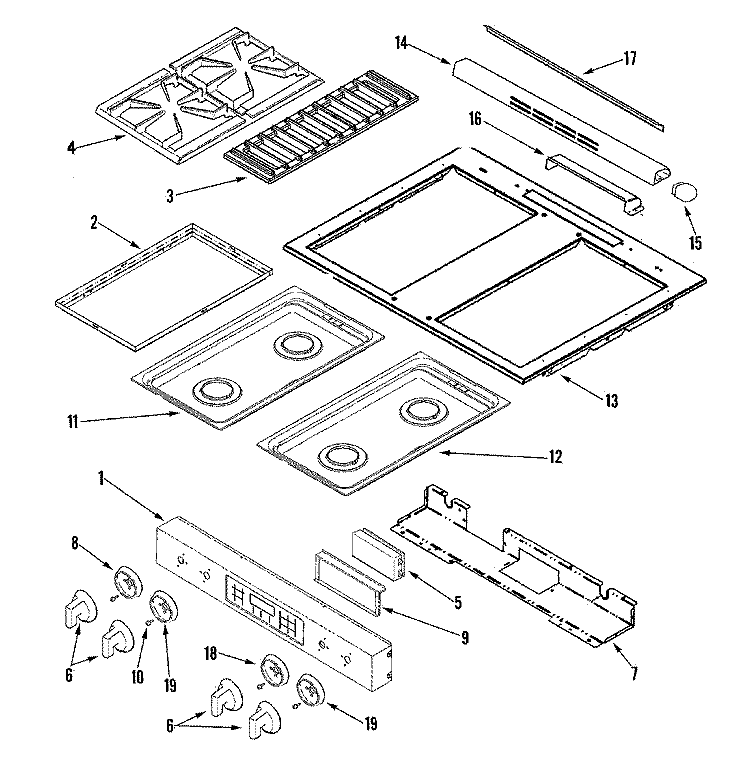 CONTROL PANEL / TOP ASSEMBLY Diagram and Parts List for JGS8860BDP  Jenn-Air Range