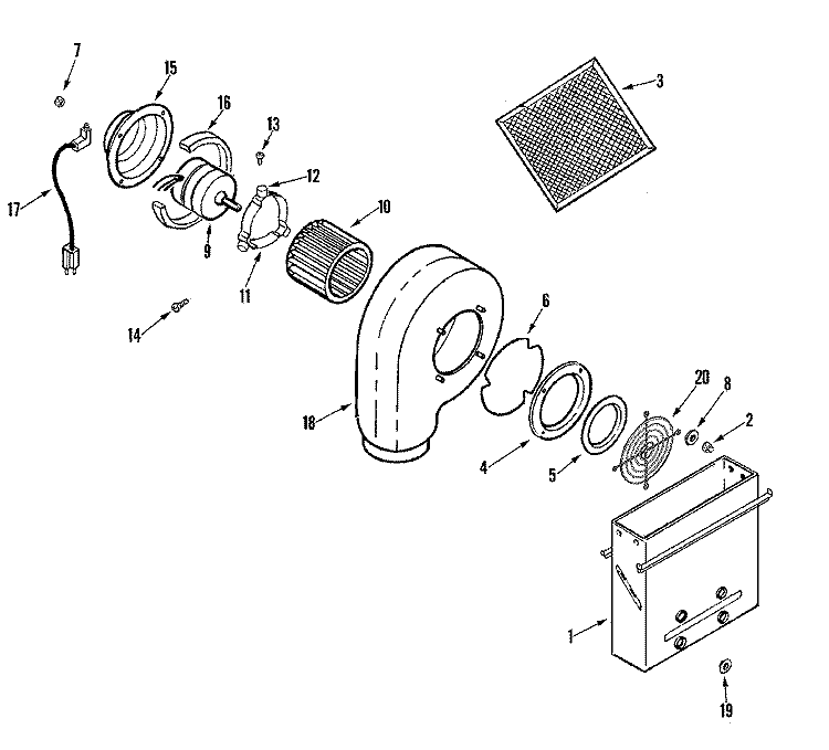 BLOWER ASSEMBLY (PLENUM) Diagram and Parts List for JED8430BDF  Jenn-Air Cooktop