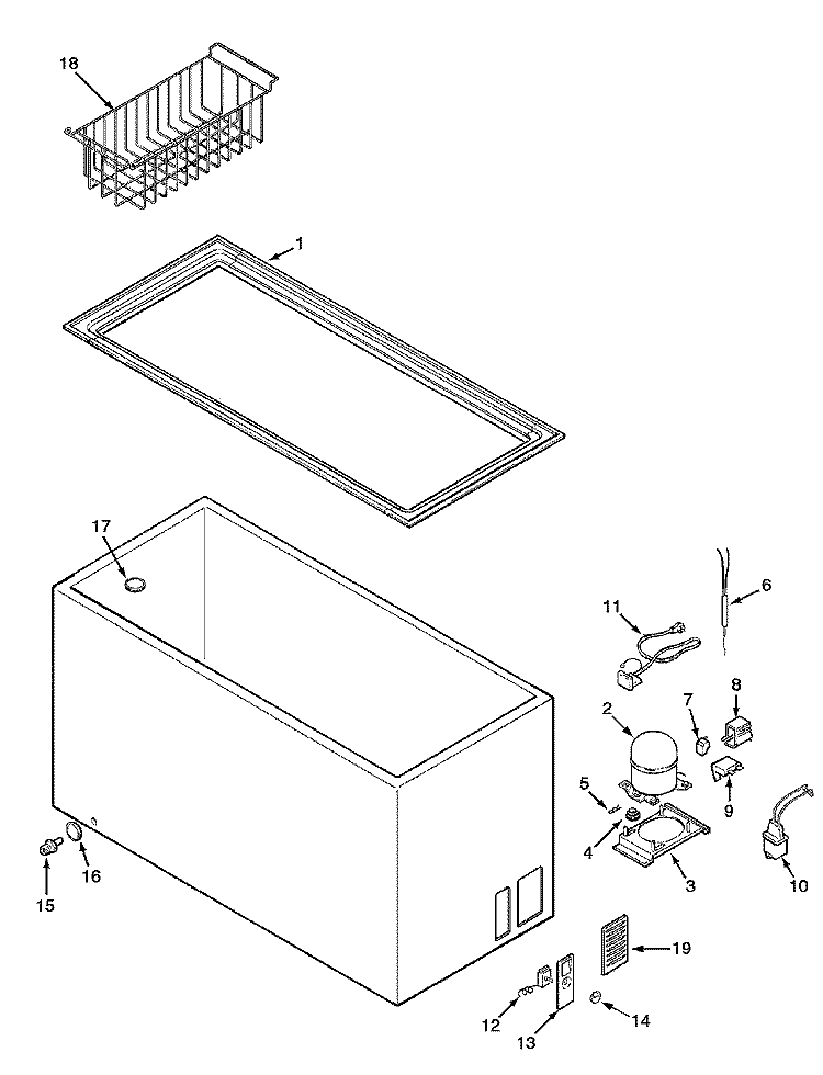 CABINET Diagram and Parts List for AQC1526AEW  Amana Freezer