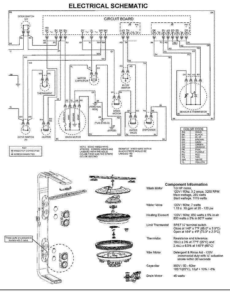 WIRING INFORMATION Diagram and Parts List for MDBH975AWW  Maytag Dishwasher