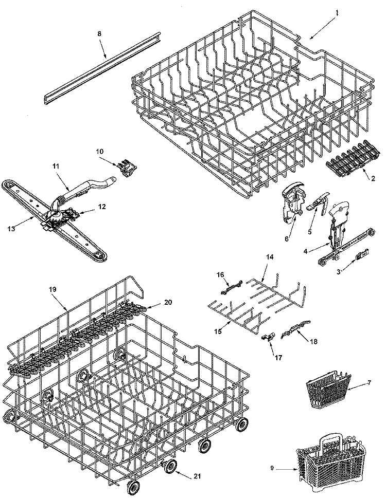 TRACK & RACK ASSEMBLY Diagram and Parts List for MDBH975AWW  Maytag Dishwasher