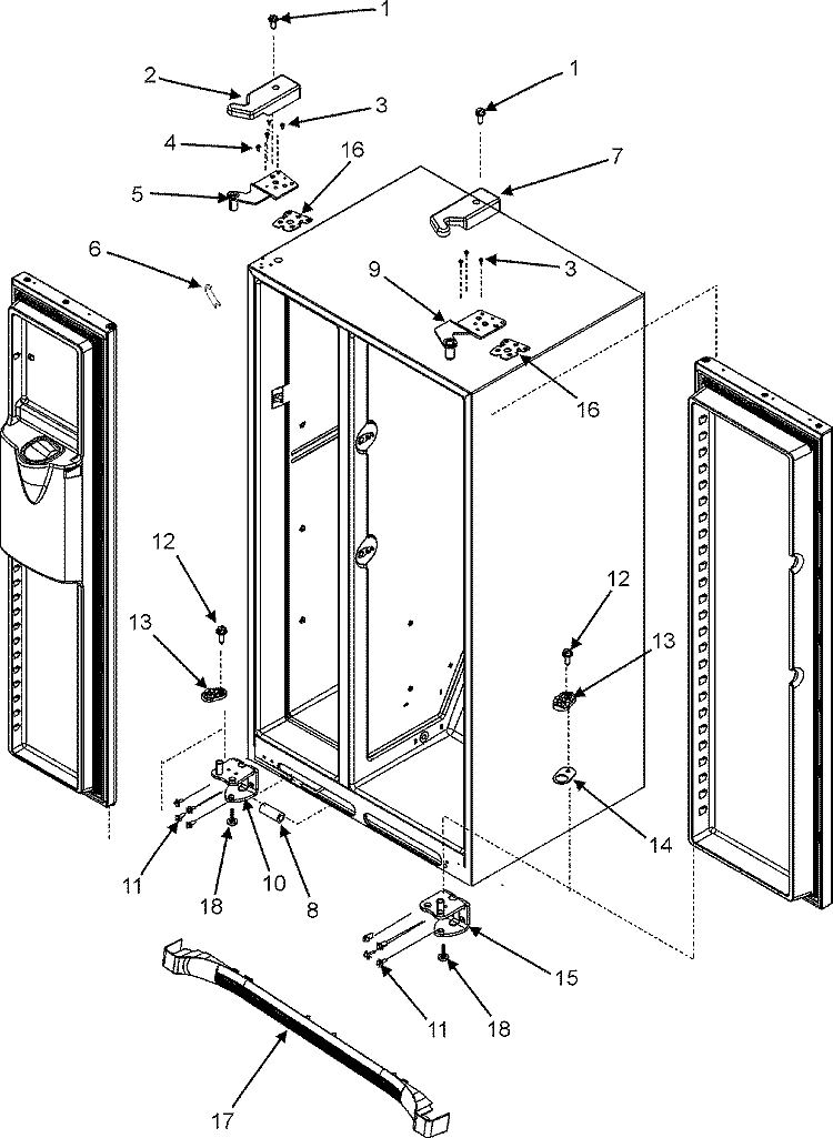 HINGES & TOE GRILLE Diagram and Parts List for GC2223GEKB  Maytag Refrigerator