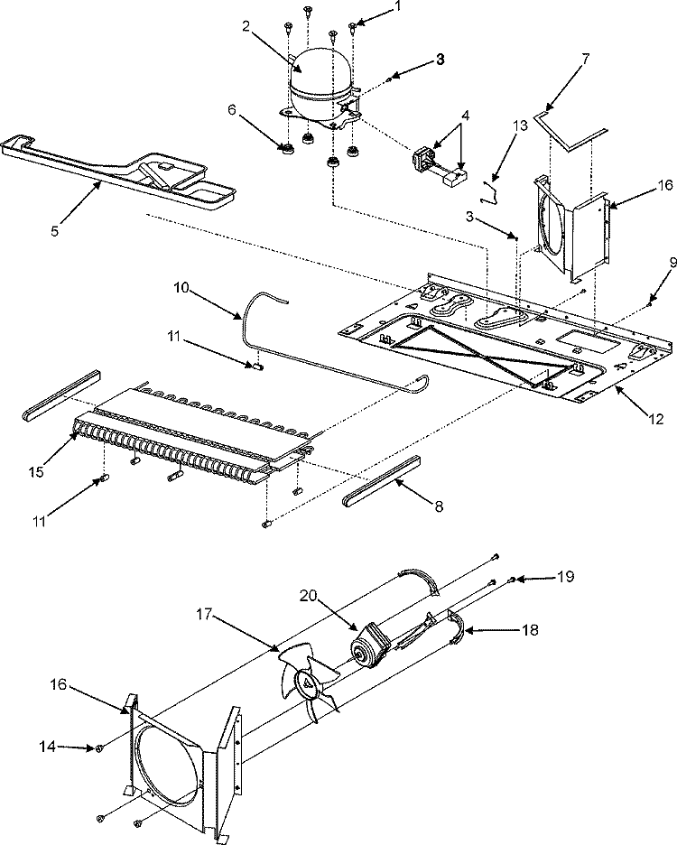 COMPRESSOR Diagram and Parts List for MCD2257KES  Maytag Refrigerator