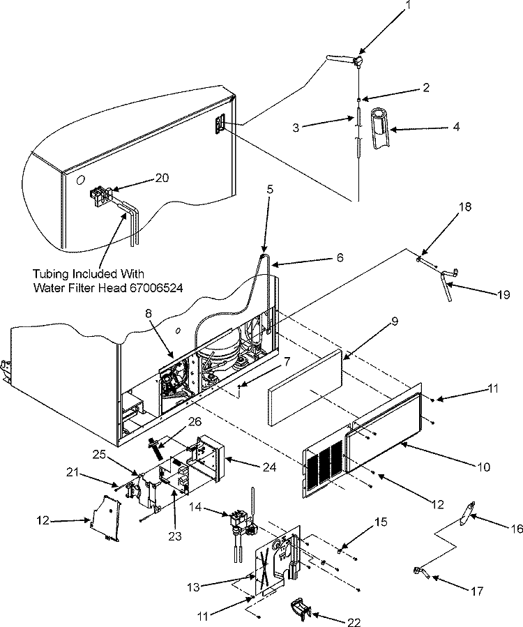 CABINET BACK Diagram and Parts List for JSD2695KGB  Jenn-Air Refrigerator