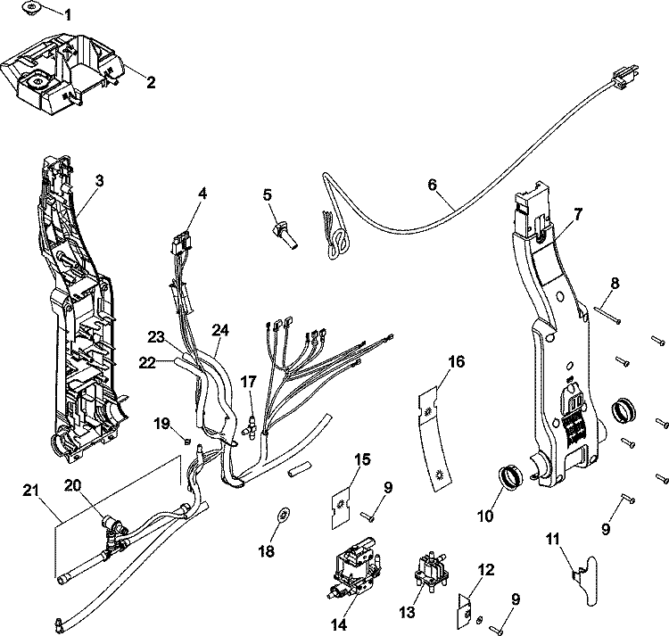 Lower Handle Diagram and Parts List for F7410900  Hoover Upright Vacuum