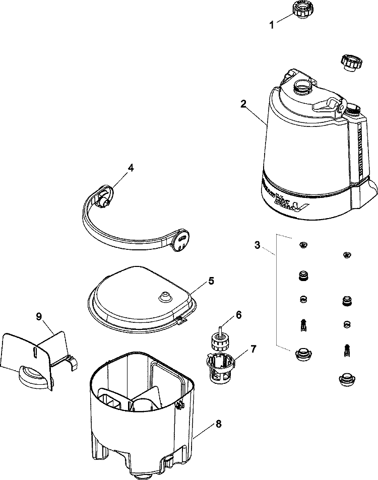 Tanks Diagram and Parts List for F7410900  Hoover Upright Vacuum