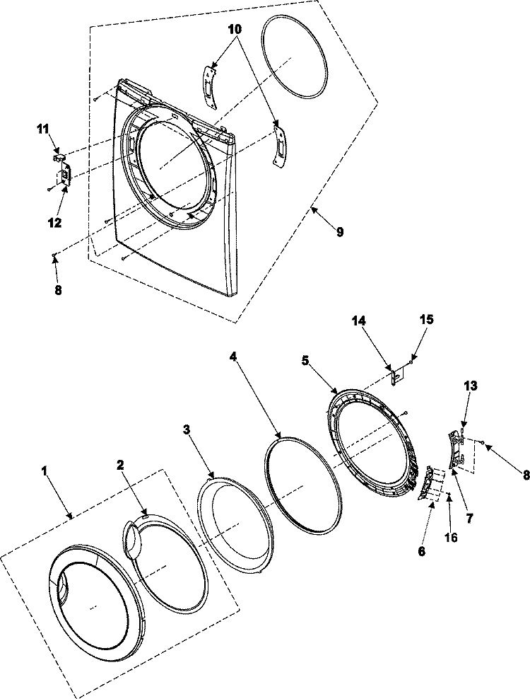 DOOR Diagram and Parts List for DV316LES  Amana Dryer