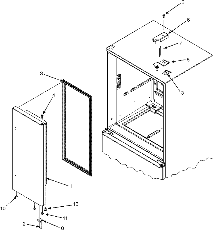RIGHT REFRIGERATOR DOOR Diagram and Parts List for IF36BNDFSF  Dacor Refrigerator