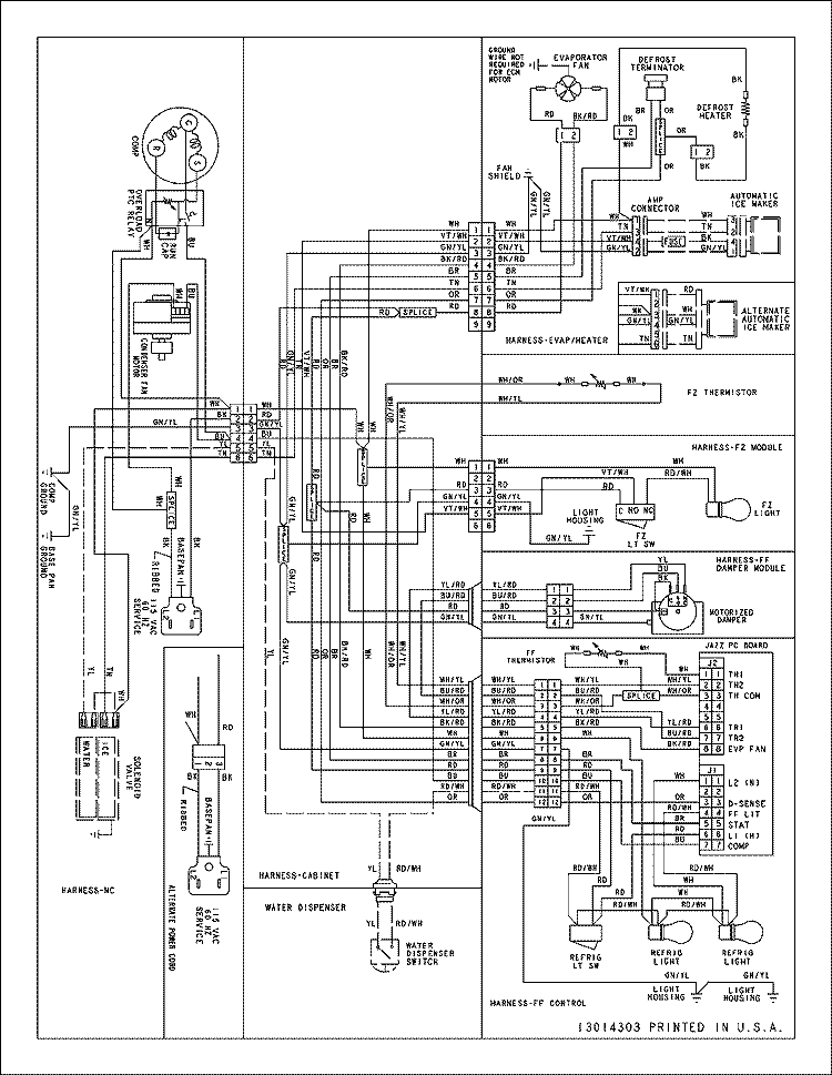 WIRING INFORMATION Diagram and Parts List for ABL2037FES ABL2037FES0 Amana Refrigerator