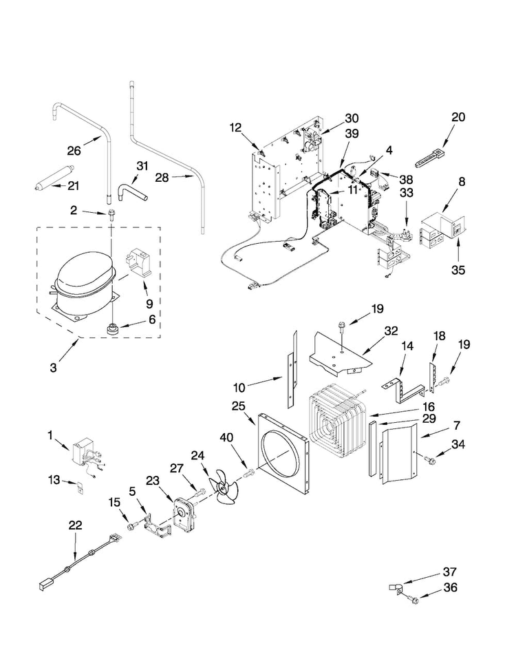 Upper Unit Parts Diagram and Parts List for JS42NXFXDW02  Jenn-Air Refrigerator