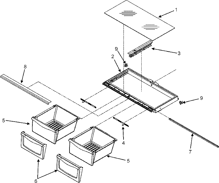 CRISPER ASSEMBLY Diagram and Parts List for JFD2589KEP  Jenn-Air Refrigerator