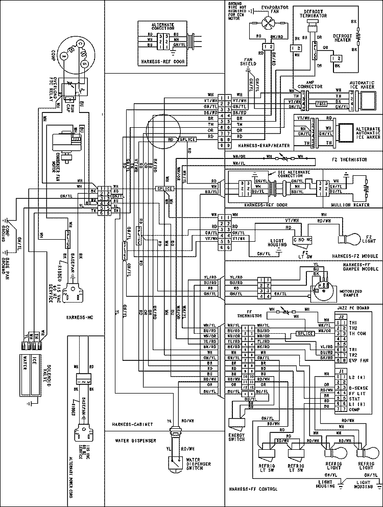 WIRING INFORMATION Diagram and Parts List for AFF2534FEB  Amana Refrigerator