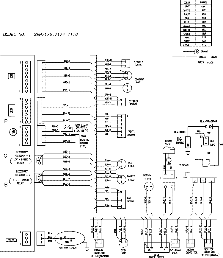 WIRING INFORMATION SHEET 2 Diagram and Parts List for SMH7175BE  Maytag Microwave