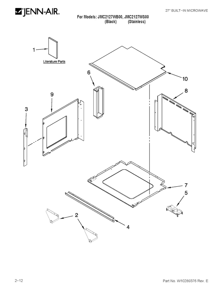 Oven Parts Diagram and Parts List for JMC2127WB00  Jenn-Air Microwave