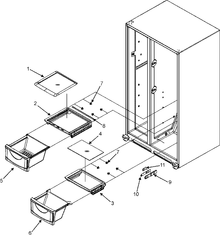 CRISPER ASSEMBLY Diagram and Parts List for MSD2352KEB  Maytag Refrigerator