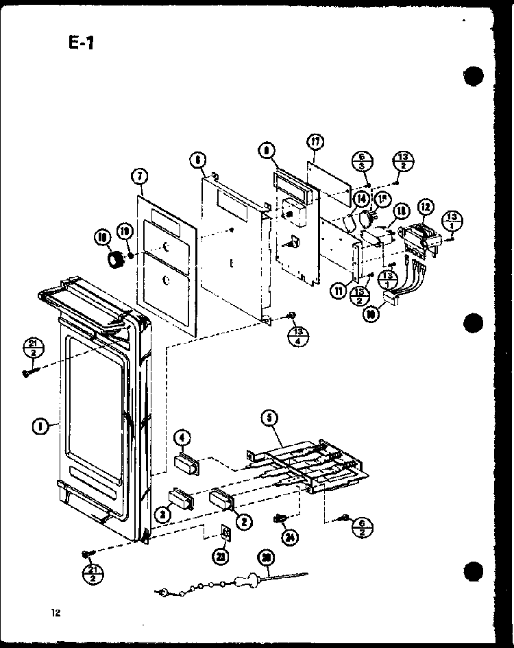 Control Diagram and Parts List for CRRL-700 P76381-1M Amana Microwave