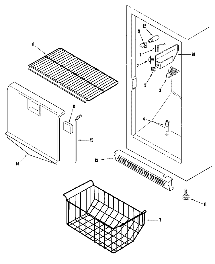 FREEZER COMPARTMENT Diagram and Parts List for MQU2057BEW  Maytag Freezer