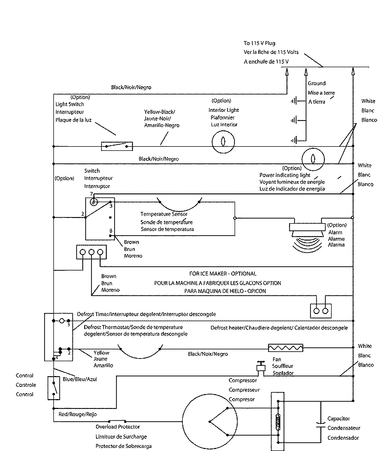 WIRING INFORMATION Diagram and Parts List for AQU1627BRW  Amana Freezer