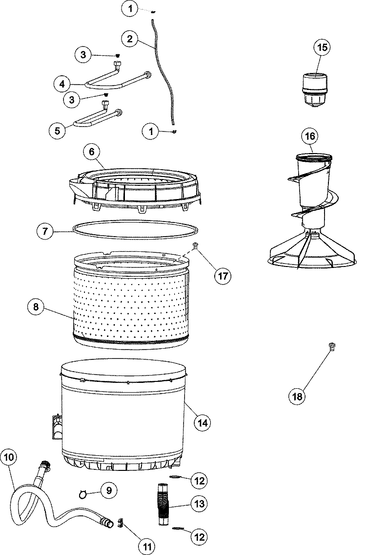 INNER - OUTER TUB Diagram and Parts List for MAV3758AWW  Maytag Washer