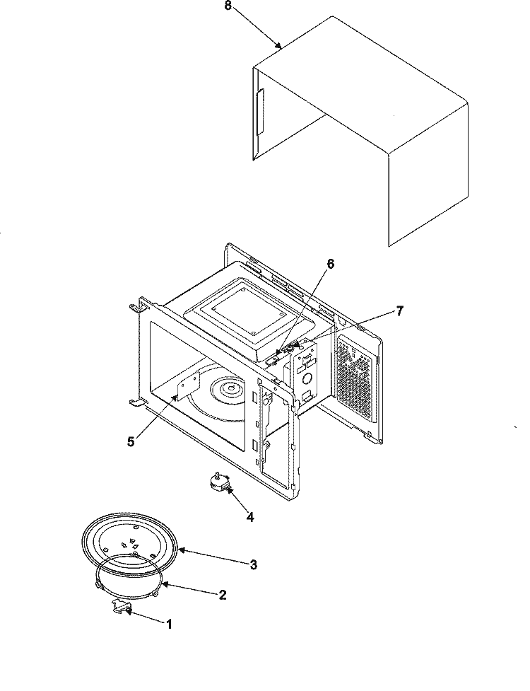 BODY / CAVITY / ELEMENTS Diagram and Parts List for MW880BKA  Amana Microwave