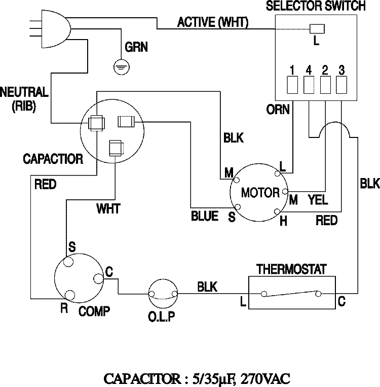 WIRING INFORMATION (AW0510D) Diagram and Parts List for AW0510D/XAA  Admiral Air Conditioner