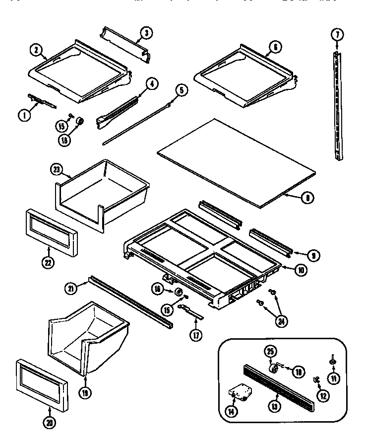 Shelves And Accessories Diagram and Parts List for MTF2155BRN  Maytag Refrigerator
