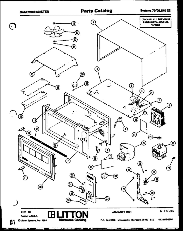 Section 26 Diagram and Parts List for 70 0502 Amana Microwave