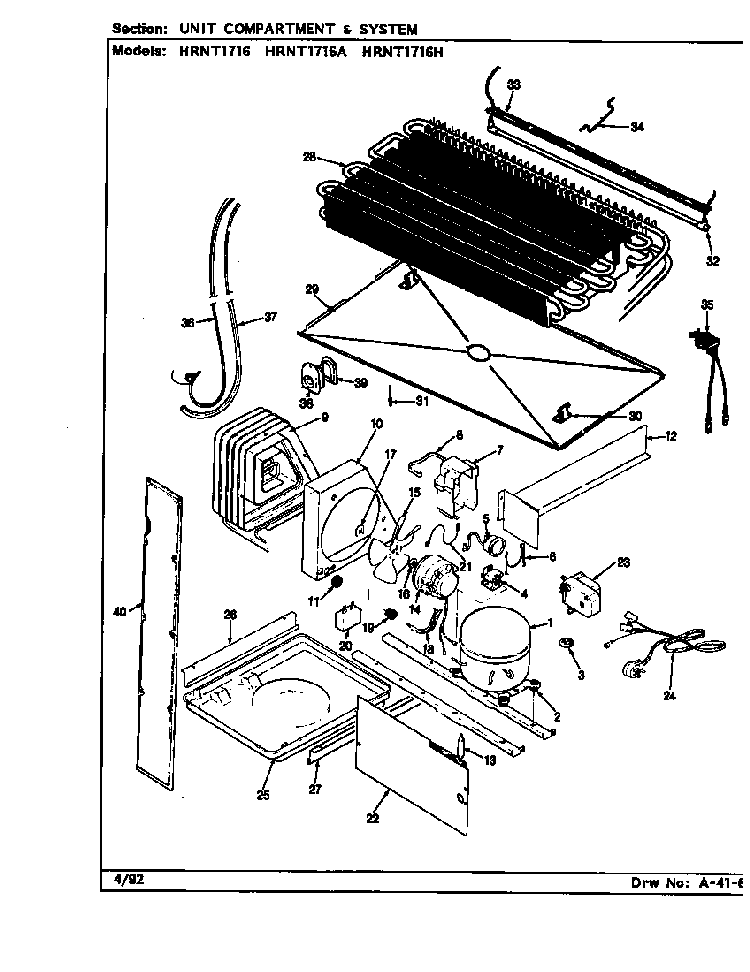Unit Compartment & System Diagram and Parts List for HRNT1716 BF34A Maytag Refrigerator