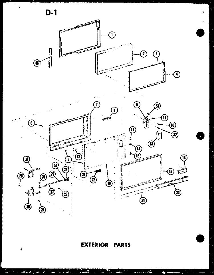 EXTERIOR PARTS Diagram and Parts List for RC7A-PB P7265103M Amana Microwave