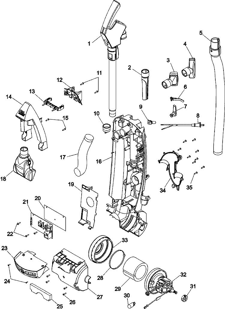 UPPER HOUSING ASSEMBLY Diagram and Parts List for U8361950  Hoover Upright Vacuum