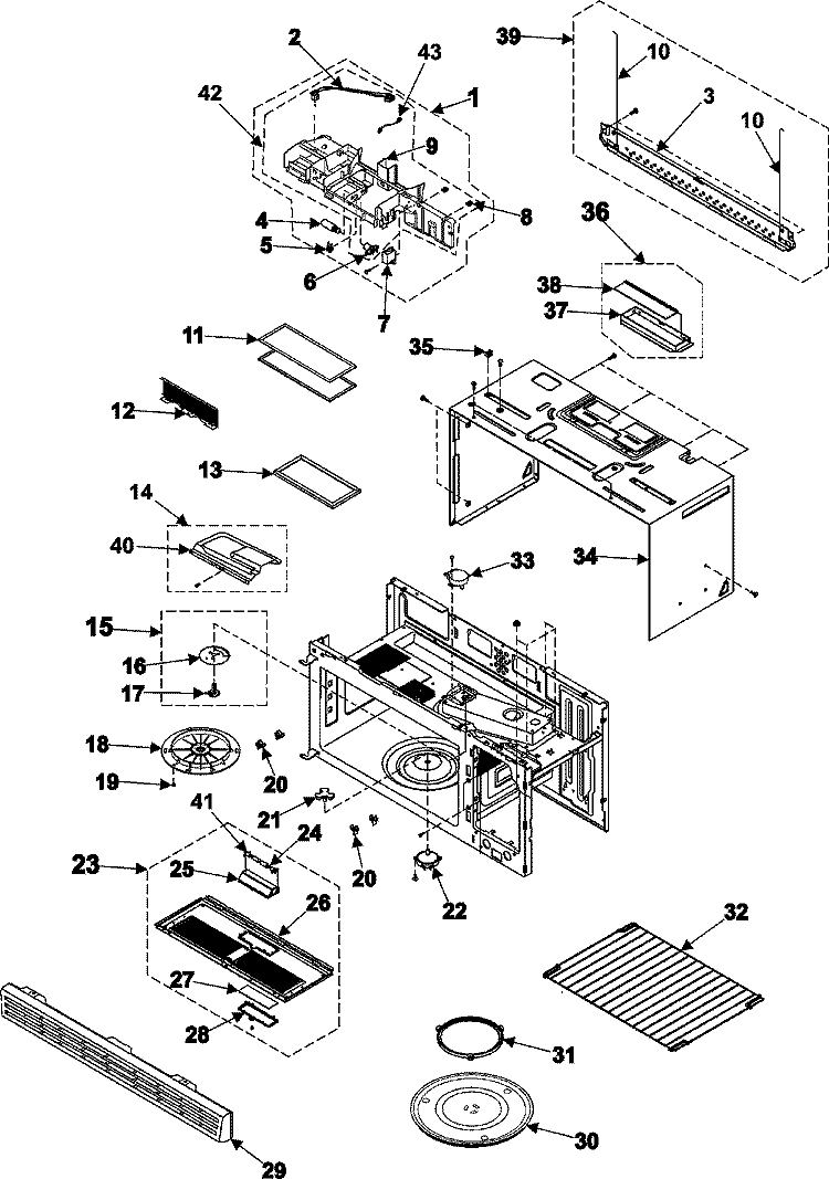 BODY / CAVITY / ELEMENTS Diagram and Parts List for SMH7175BE  Maytag Microwave