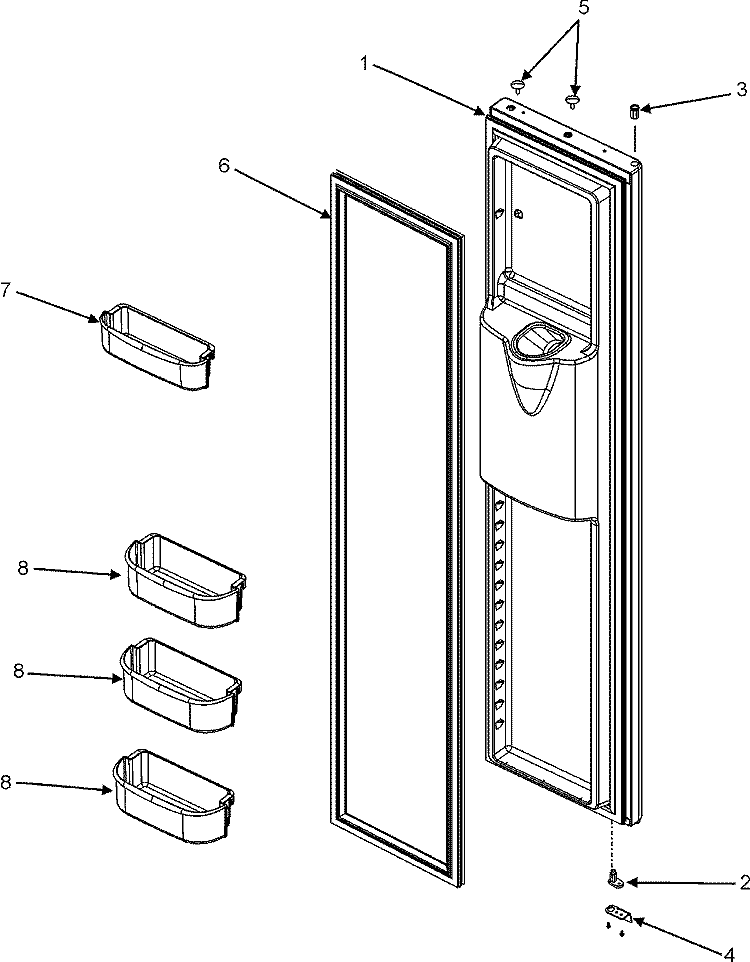 FREEZER DOOR Diagram and Parts List for GC2223GEKB  Maytag Refrigerator