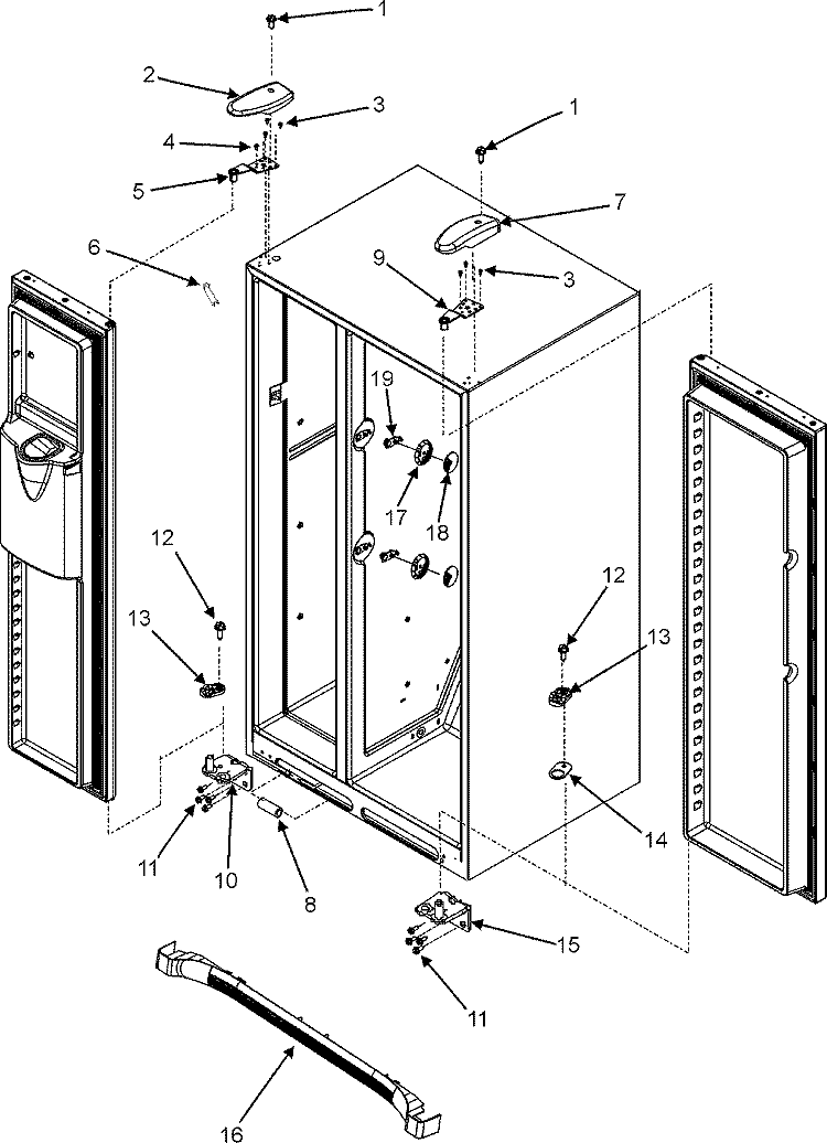 HINGES & TOE GRILLE Diagram and Parts List for MSD2660KES  Maytag Refrigerator