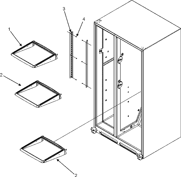 REFRIGERATOR SHELVES Diagram and Parts List for MSD2352KEB  Maytag Refrigerator