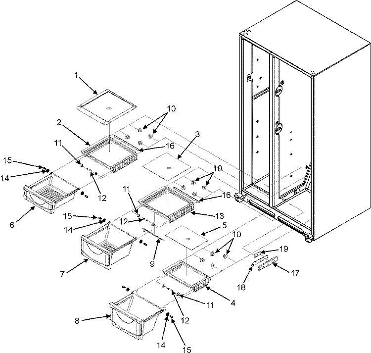 CRISPER ASSEMBLY Diagram and Parts List for MSD2656KEU  Maytag Refrigerator