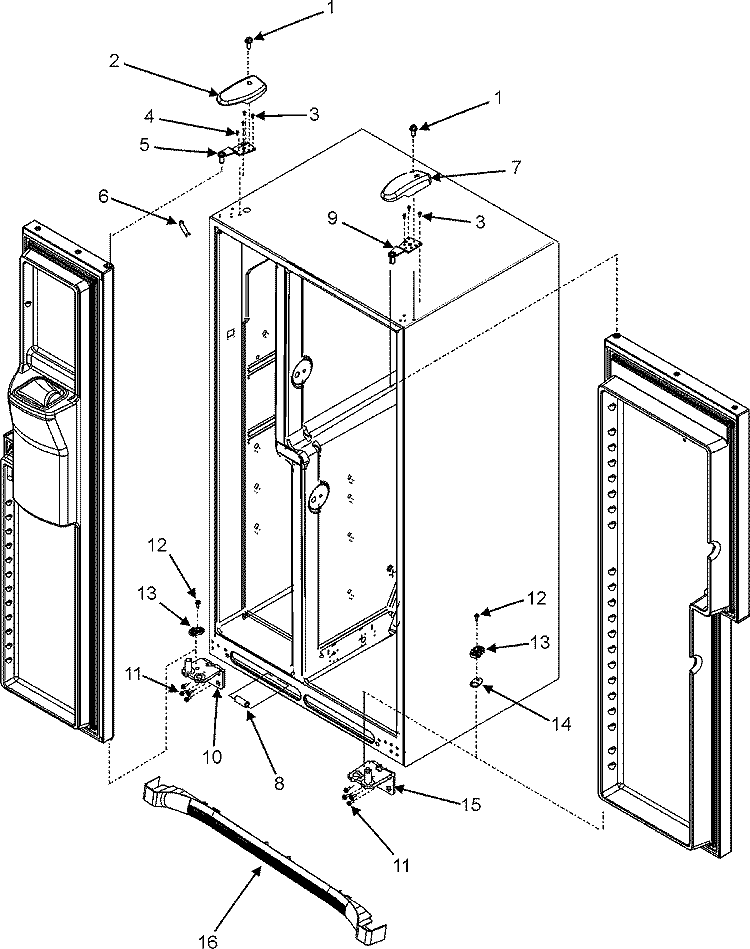 HINGES & TOE GRILLE Diagram and Parts List for MZD2663KEQ  Maytag Refrigerator