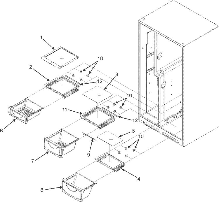 CRISPER ASSEMBLY Diagram and Parts List for MZD2663KEQ  Maytag Refrigerator