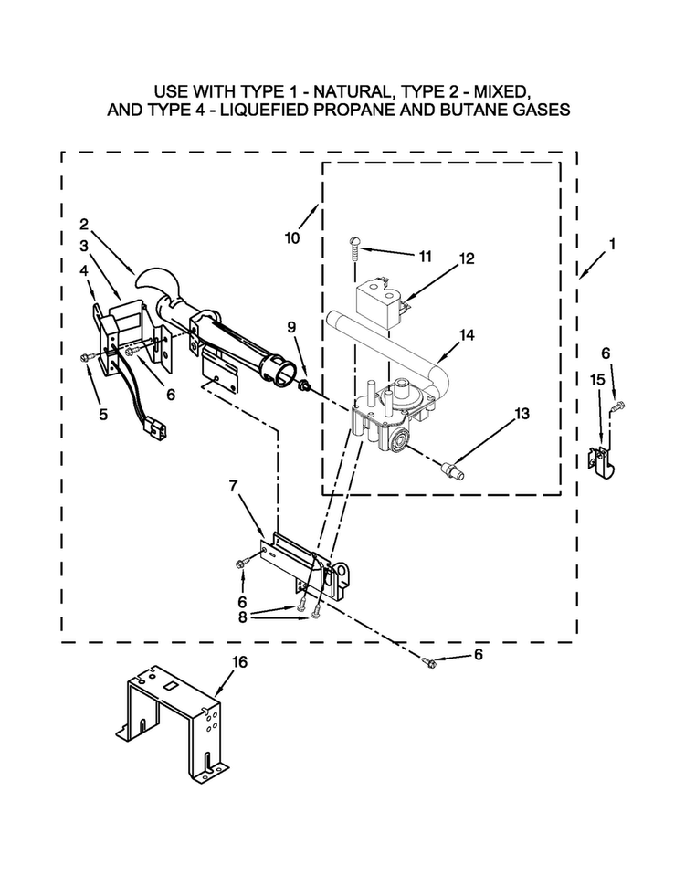 W10469829 Burner Assembly Parts Diagram and Parts List for MLG24PNAGW3  Maytag Dryer